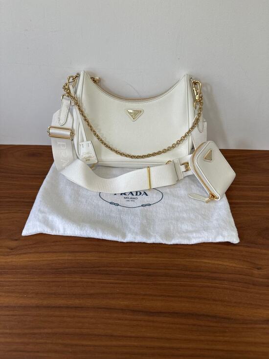 Prada Handbags - Prada Re-Edition 2005 Saffiano Leather Bag White